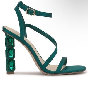 Jessica Simpson Women’s Emerald Strappy Heels with Jewel Details
